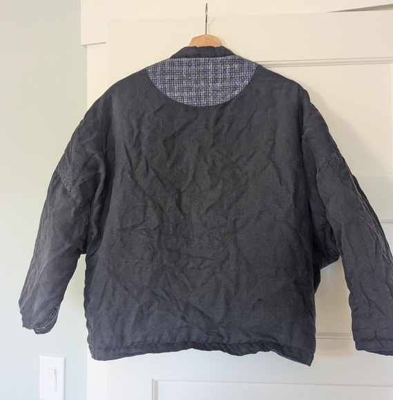 Indigo Union Japanese Blue and Black Cotton Padded Jacket - Picture 2 of 4